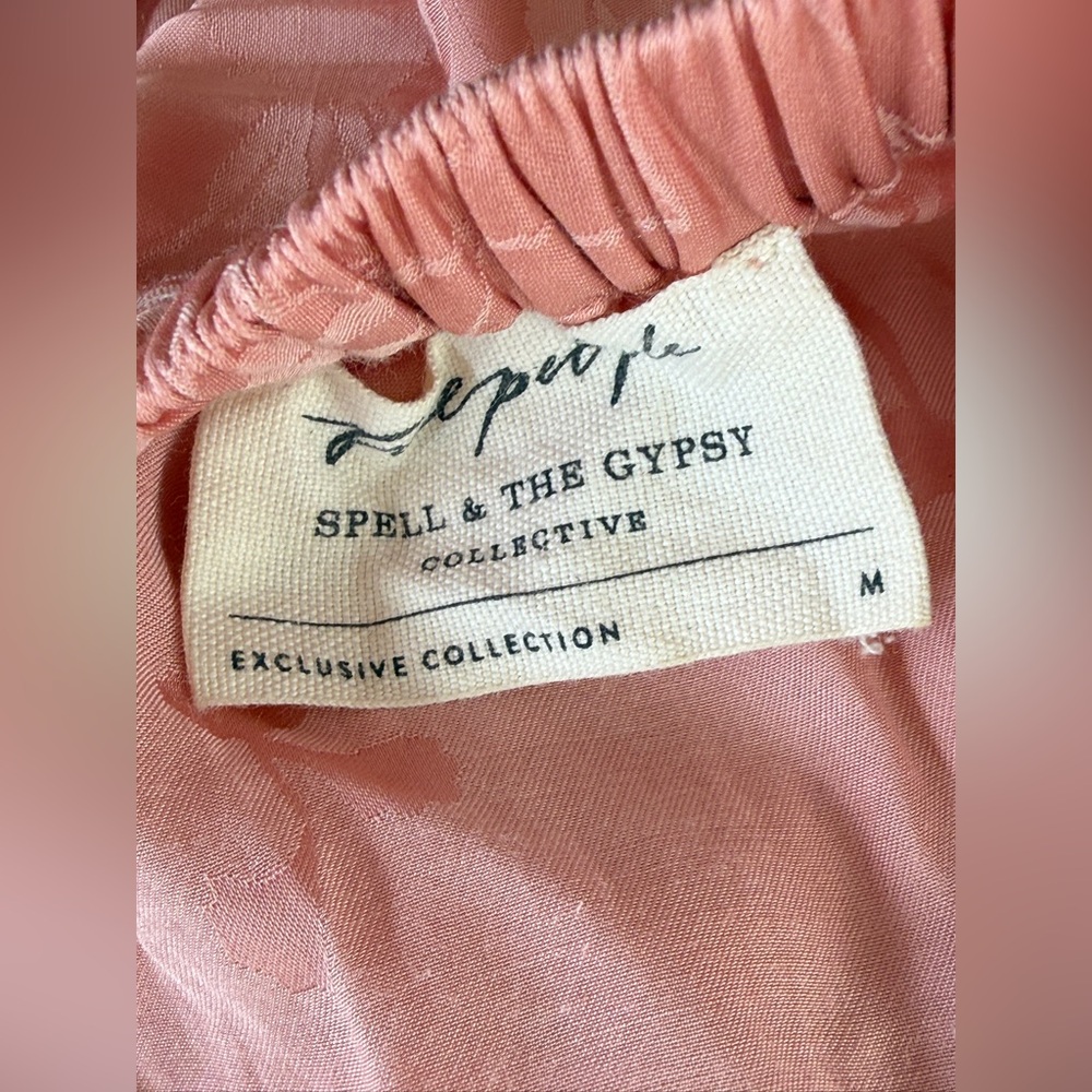 Free People x Spell & Gypsy Collective Ocean Maxi Skirt Lace Coral Pink Boho - Picture 8 of 8